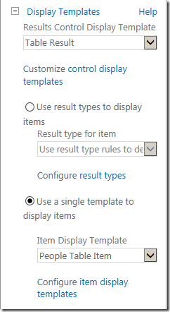 sharepoint search display template selection